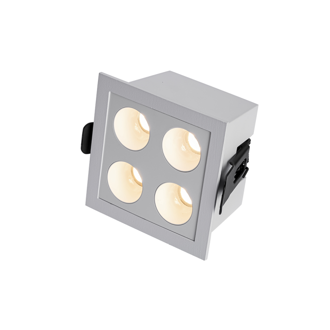 Embutido Nordecor Downlight Powerus 4 Focos 8 watts Branco 4000K IRC90 35° Bivolt 75x75x50mm 6798