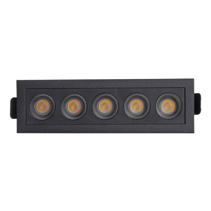 Embutido Nordecor Downlight Powerus 5 Focos 10 watts Preto 4000K IRC90 35° Bivolt 148x45x50mm 6793