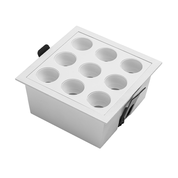 Embutido Nordecor Downlight Powerus 9 Focos 18 watts Branco 4000K IRC90 24° Bivolt 105x105x50mm 6800