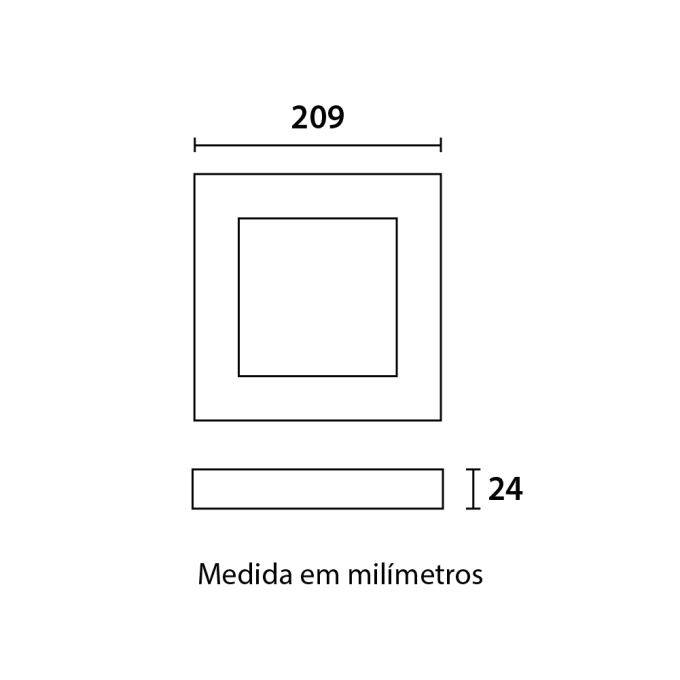 Painel Sobrepor Blumenau Quadrado Tech 18 watts 3000K 212x212x24mm 80803004