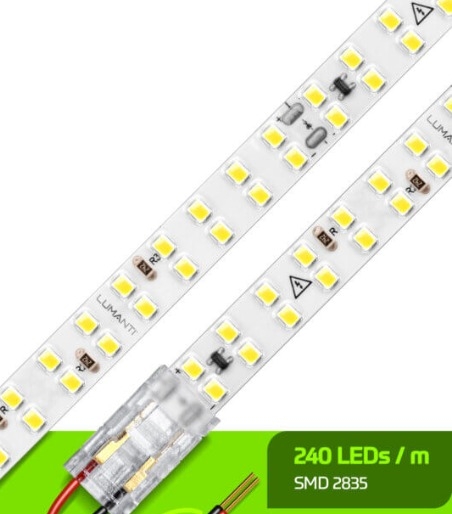 Fita LED Lumanti 24w/mt 240 leds IP33 10mm IRC80 Tensão de Rede 2400 lumens (Rolo 50 metros) FD33324R