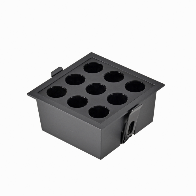 Embutido Nordecor Downlight Powerus 9 Focos 18 watts Preto 4000K IRC90 24° Bivolt 105x105x50mm 6801