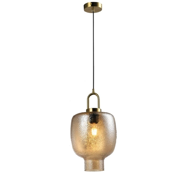 Pendente Skylight Antiq Dourado e Vidro Âmbar 1L E27 Bivolt Ø220x400mm SKY-4093