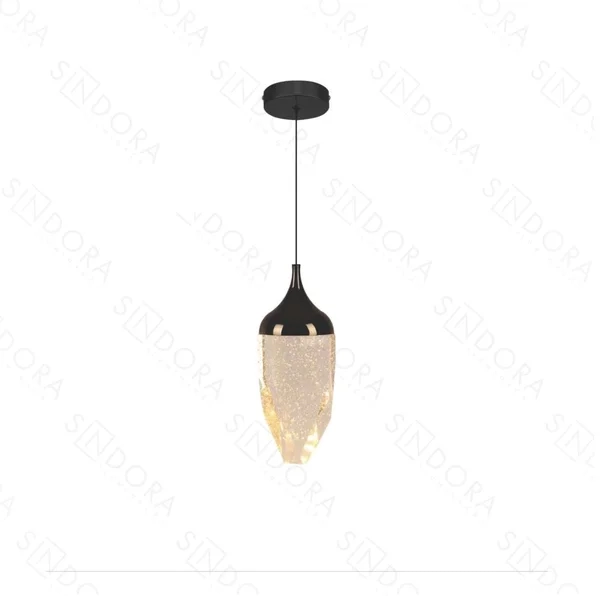 Pendente Sindora Metal Preto Cristal 5 watts 3000K Ø70x190mm DCD02221