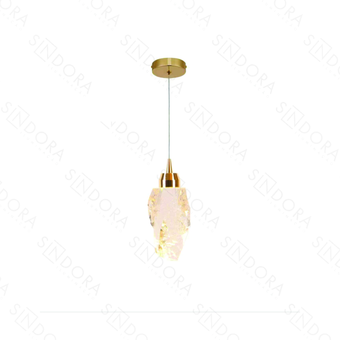 Pendente Sindora Metal Dourado Cristal 5 watts 3000K Ø90x200mm DCD02217