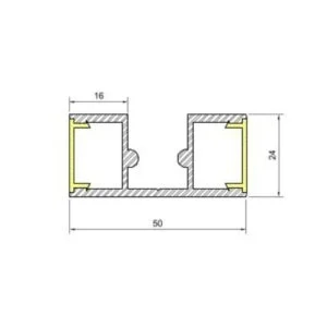 Sistema Usina Linear Sobrepor Double Difusor (Somente Perfil) 50x24x2500mm 30650/2500