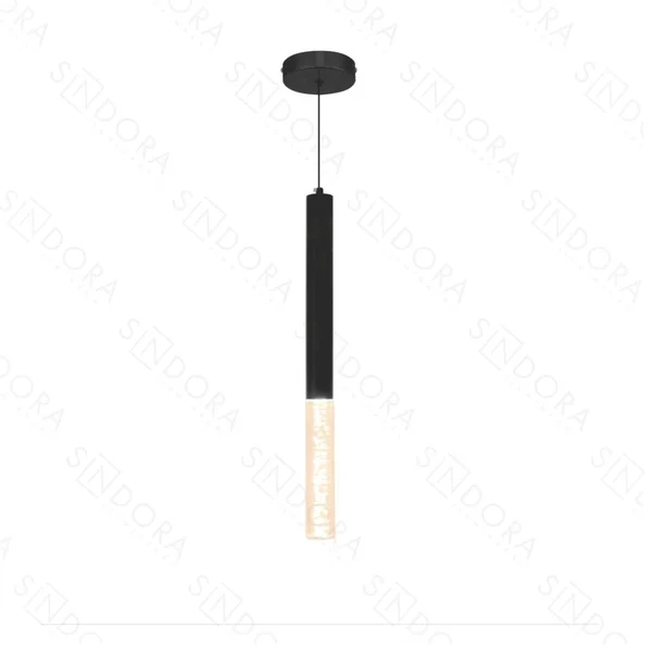 Pendente Sindora Metal Preto Acrílico 5 watts 3000K Φ40x500mm DCD02208