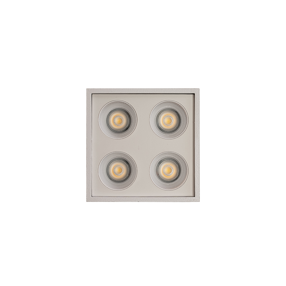  Spot Sobrepor Nordecor Downlight Powerus 4 Focos 8 watts 4000K Branco IRC90 35° Bivolt 71x71x66mm 6808