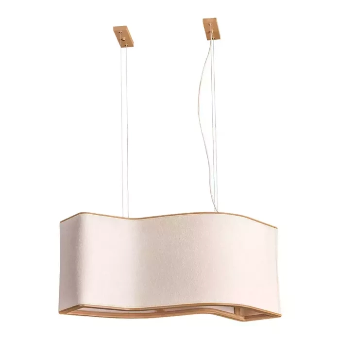 Pendente Madelustre Copan Madeira Natural e Tecido Boucle 4L E27 930x390mm 3419NA/88