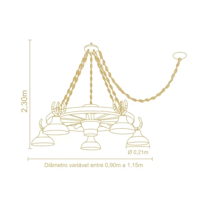 Pendente Madelustre Estância Castanho Envelhecido 5L E27 Ø1150mm 425