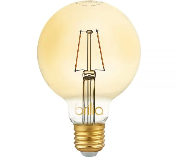 Lâmpada Brilia Ballon G125 Filamento Vintage 2,5 watts Âmbar Bivolt 270° Ø125x178mm 438725