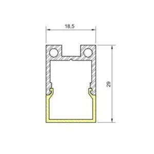 Sistema Linear Usina Sobrepor Tênue (Somente Perfil) 18,5x29x2500mm 30655/2500