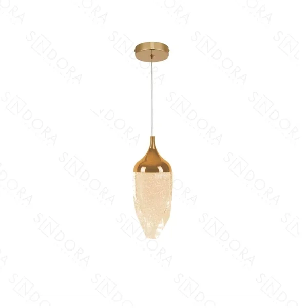 Pendente Sindora Metal Dourado Cristal 5 watts 3000K Ø70x190mm DCD02220