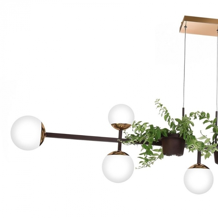 Pendente Old Artisan  Jabuticaba com Suporte para Planta 7L G9 1460mm Globo Ø120mm PD-5431
