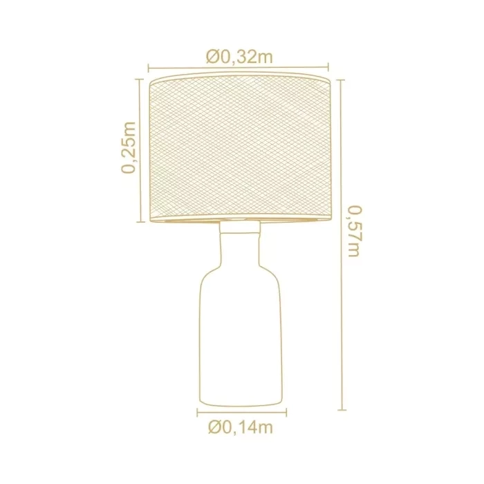Abajur Madelustre Garrafa Media Cúpula de Palha Sintética 1L E27 Ø300x570mm 3317/87