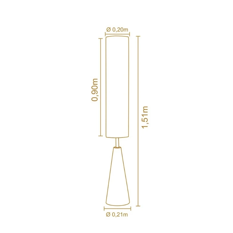 Luminária de Piso Madelustre Esbelto Madeira Castanho e Cúpula Linho Cru 1L GU10 1500mm 3338CT