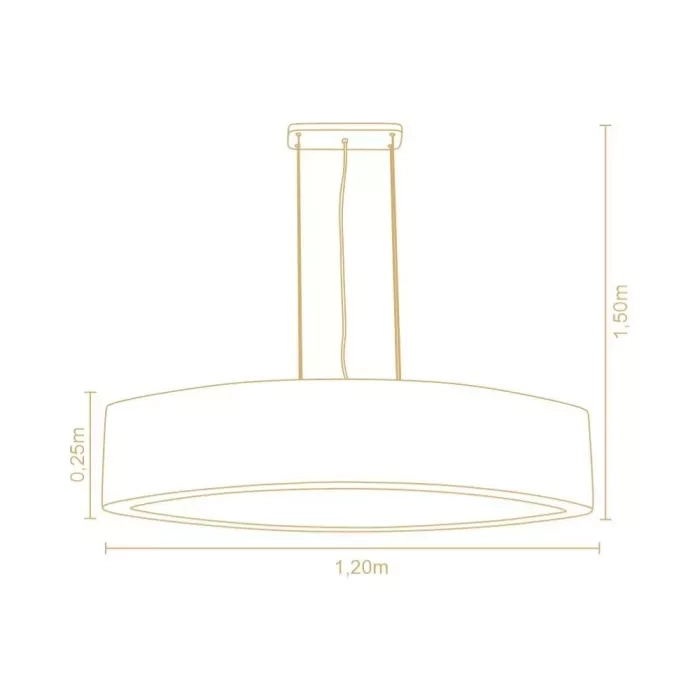 Pendente Madelustre Curitiba Madeira Natural e Tecido Robust 62 watts 3000K 1200x250mm 3418NA/92