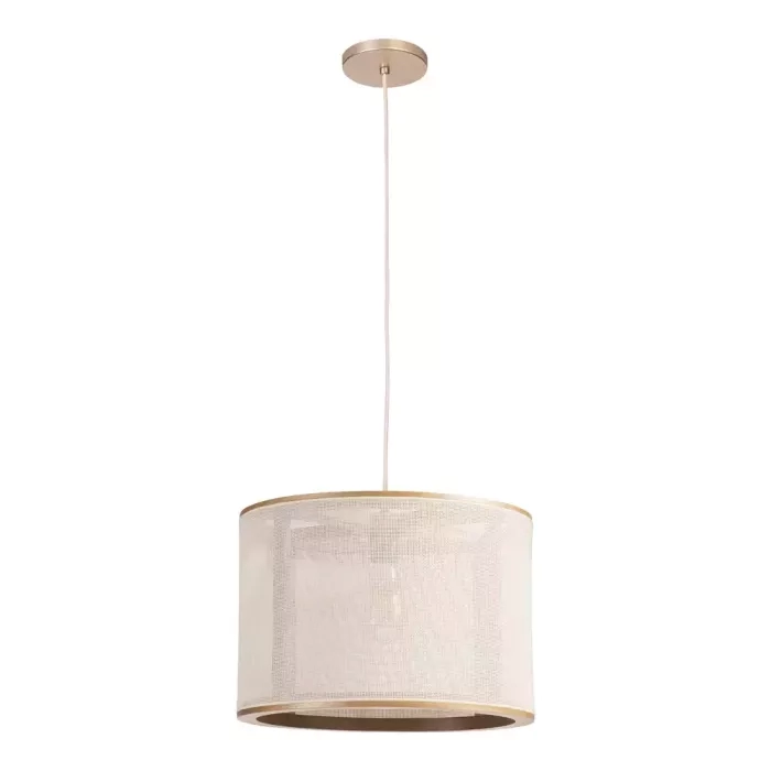 Pendente Madelustre Apollo Boucle Madeira Castanho Natural Tecido 1L E27 Ø400x280mm 3422/88