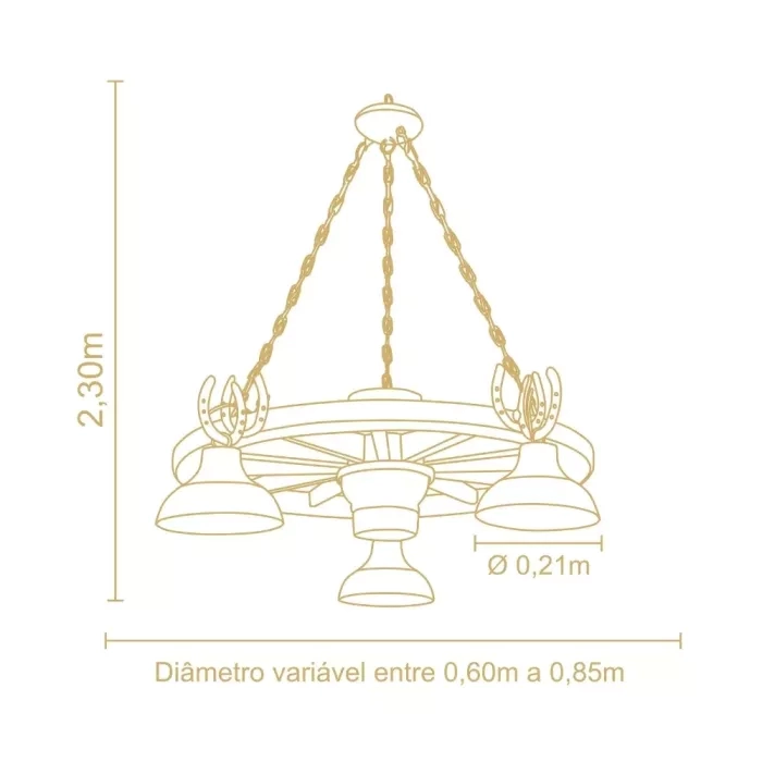 Pendente Madelustre Estância Castanho Envelhecido 3L E27 Ø850mm 424