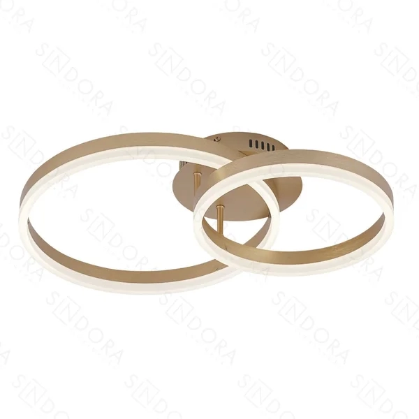 Plafon Sindora Alumínio Escovado Dourado Acrílico 44 watts 3000K 4500K 6500K 300x400mm QX05330