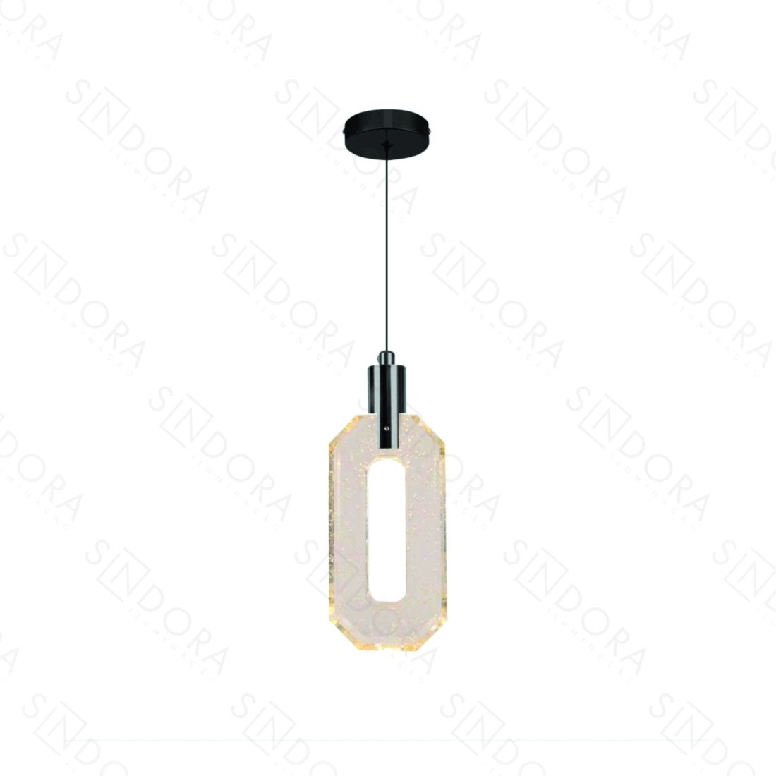 Pendente Sindora Metal Preto Cristal 5 watts 3000K Ø100x240mm DCD02213