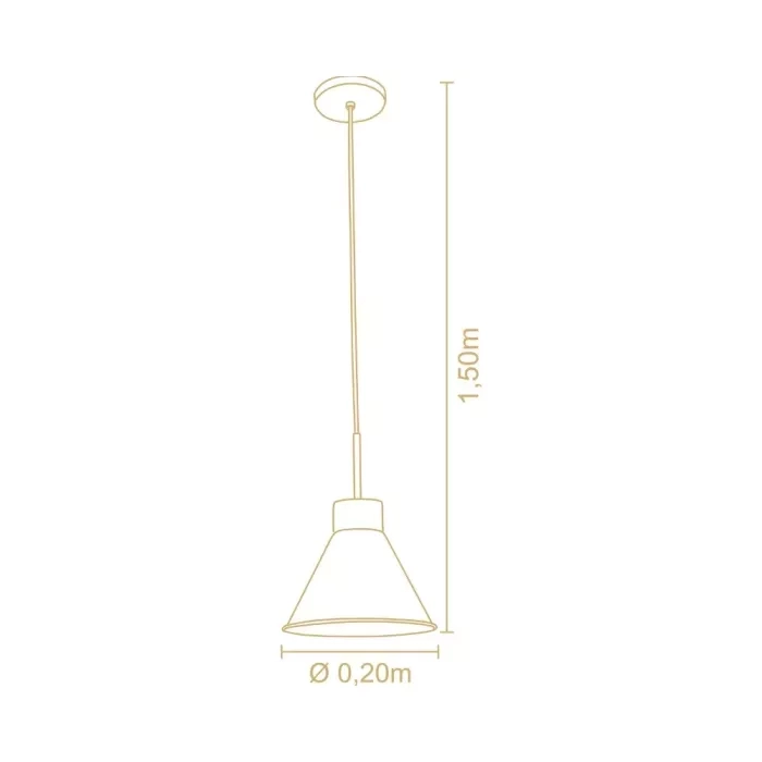Pendente Madelustre Cônico Celeiro Madeira Castanho e Metal Preto 1L E27 Ø200mm 3323