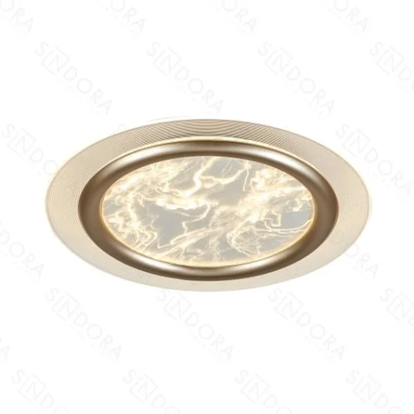 Plafon Sindora Metal Dourado e Acrílico 60 watts 3000K 4500K 6500K Ø400X45mm DCX02346