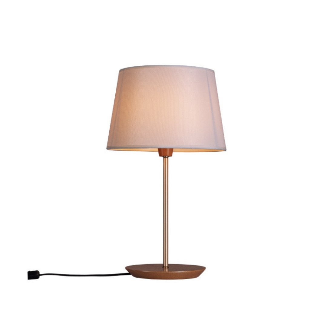 Abajur Madelustre Slim Metal Dourado e Cúpula de Tecido 1L E27 Ø250x450mm 3039