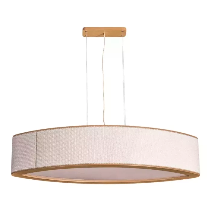 Pendente Madelustre Curitiba Madeira Natural e Tecido Robust 62 watts 3000K 1200x250mm 3418NA/92