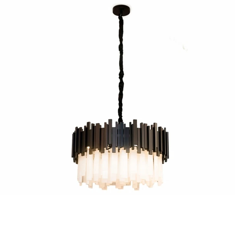 Lustre Skylight Fancy Dourado e Pedras Selenitas 12L G9 Bivolt Ø600x190x330mm SKY-3013SL-PT