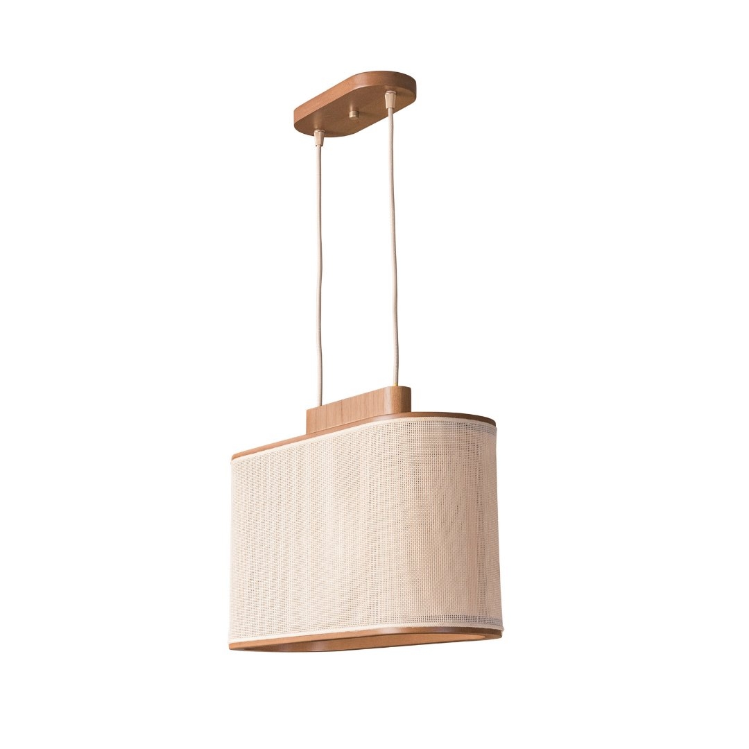 Pendente Madelustre Elíptico Madeira e Cúpula de Palha Sintética 1L E27 460x250mm 3327