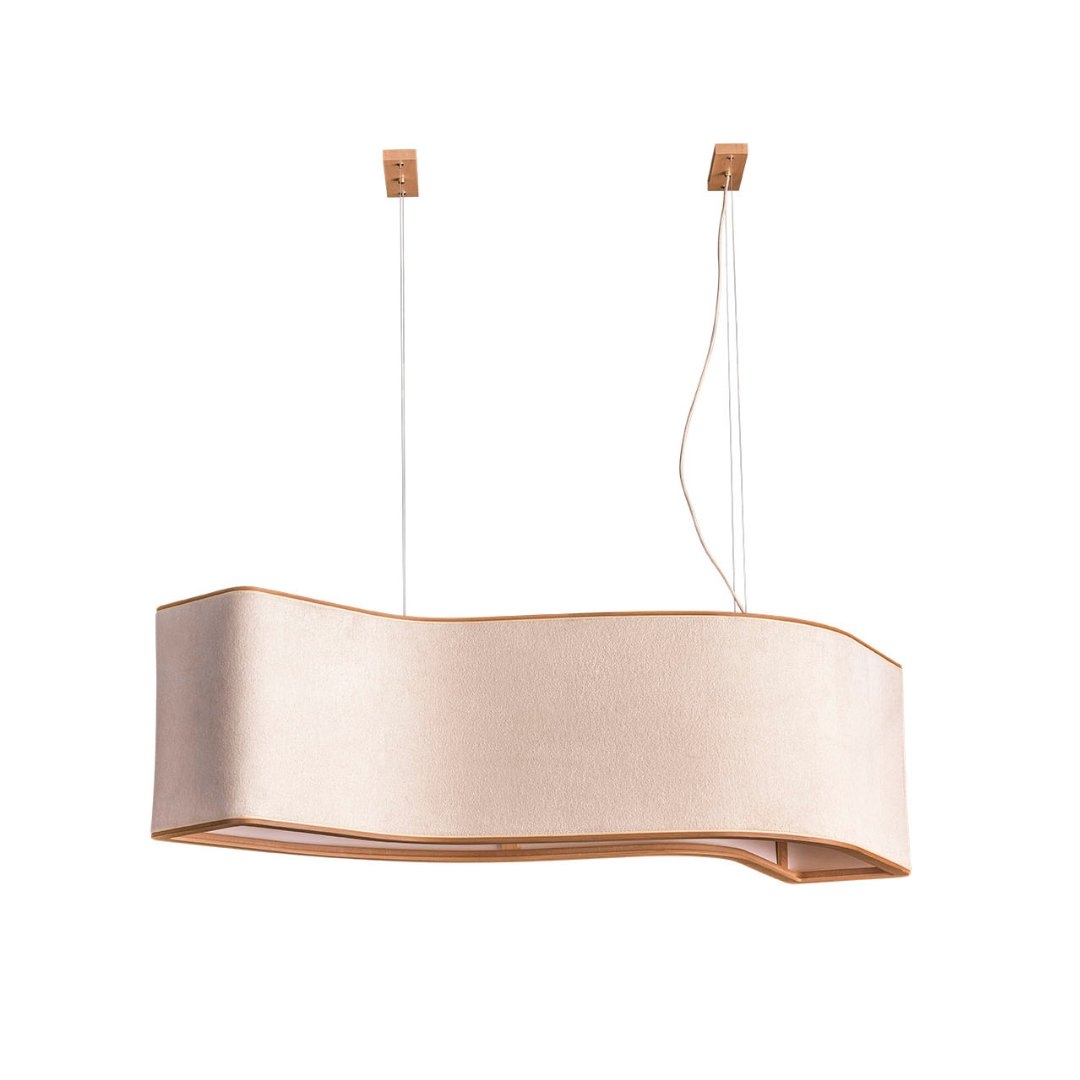 Pendente Madelustre Copan Madeira Natural e Tecido Boucle 6L E27 1450x390mm 3420NA/88