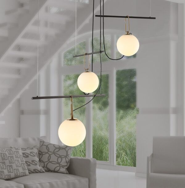 Pendente +Luz Berlock Metal e Vidro Bronze e Preto 3L E27 936x383mm PE-112/3.90BROPT
