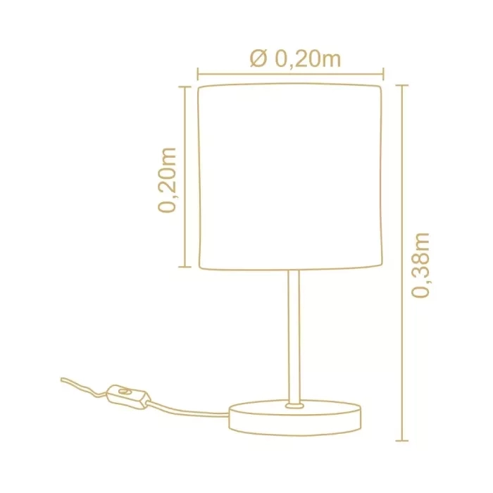 Abajur Madelustre Slim Metal Champagne Madeira e Cúpula Linho Cru 1L E27 Ø200x380mm 3350