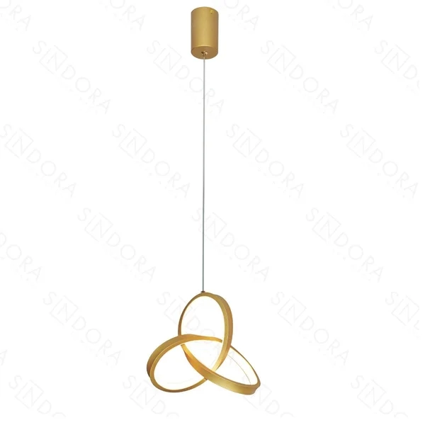 Pendente Sindora Metal Dourado Silicone 20 watts 3000K 4000K 6000K Ø220mm QD05309