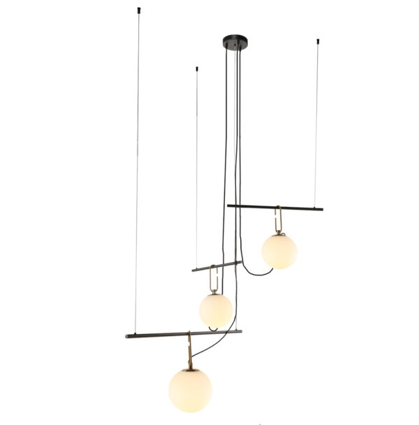 Pendente +Luz Berlock Metal e Vidro Bronze e Preto 3L E27 936x383mm PE-112/3.90BROPT