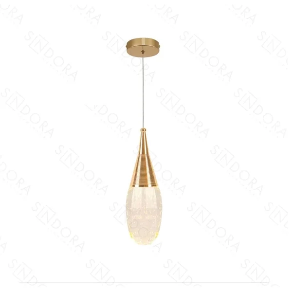 Pendente Sindora Metal Dourado Cristal 5 watts 3000K Ø70x240mm DCD02219