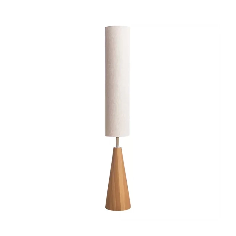 Luminária de Piso Madelustre Esbelto Madeira Castanho e Cúpula Linho Cru 1L GU10 1500mm 3338CT