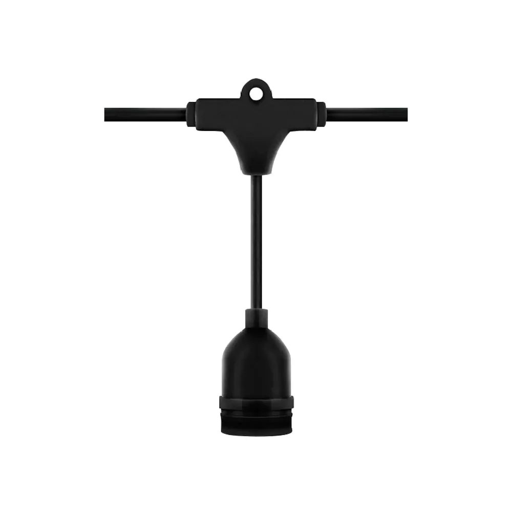 Cabo Porta Lâmpadas Stella Hang Varal IP65 Preto 5 metros e 8 Soquetes STH7099