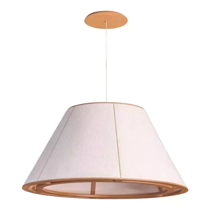 Pendente Madelustre Catedral Rio Madeira Natural e Tecido Robust 1L E27 Ø600mm 3415NA/92