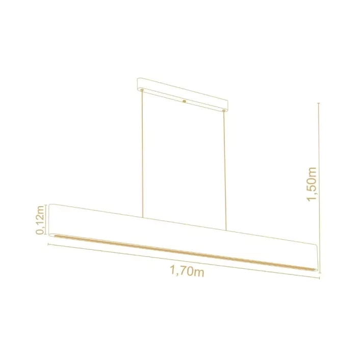 Pendente Madelustre Rettangolare Madeira 34 watts 3000K 1700mm 3340