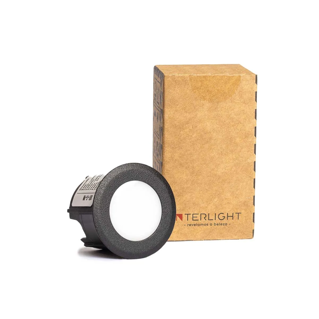 Balizador Interlight Coin Preto Redondo 0,3 watts 2700K IP65 Bivolt Ø50x23mm 3971
