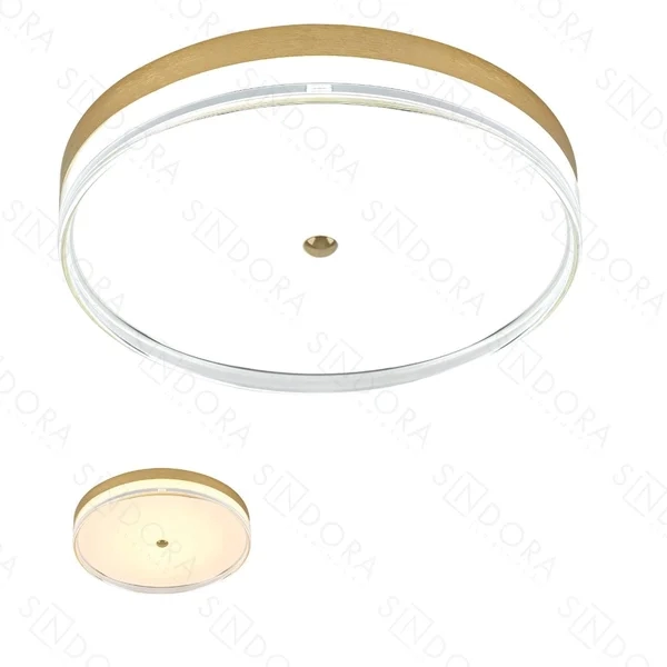 Plafon Sindora Metal Dourado Escovado e Acrílico 28 watts 3000K 4500K 6000K Ø400mm DCX02327