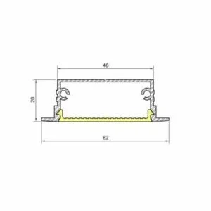 Sistema Linear Usina Embutir Route (Somente Perfil) 62x20x1500mm 30670/1500