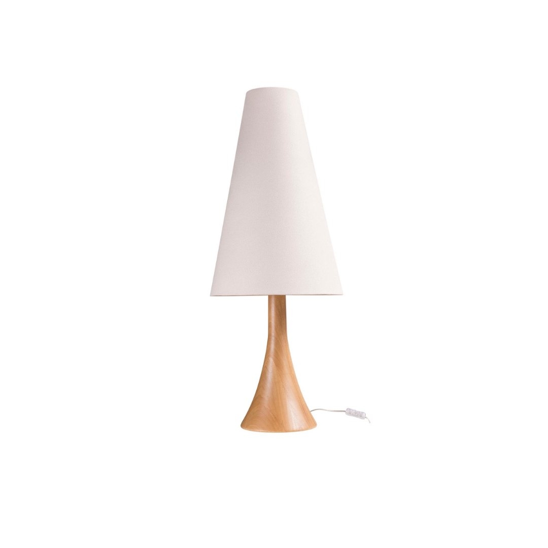 Luminária de Mesa Madelustre Sequoia Madeira Natural e Cúpula Linho Cru 1L E27 Ø380x980mm 3398NA