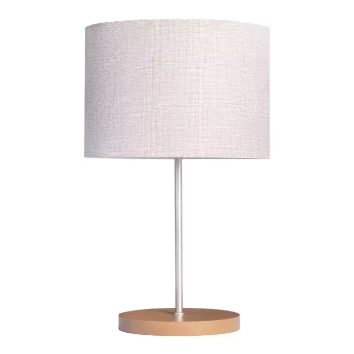Abajur Madelustre Slim Metal Champagne Madeira e Cúpula Linho Cru 1L E27 Ø300x490mm 3351