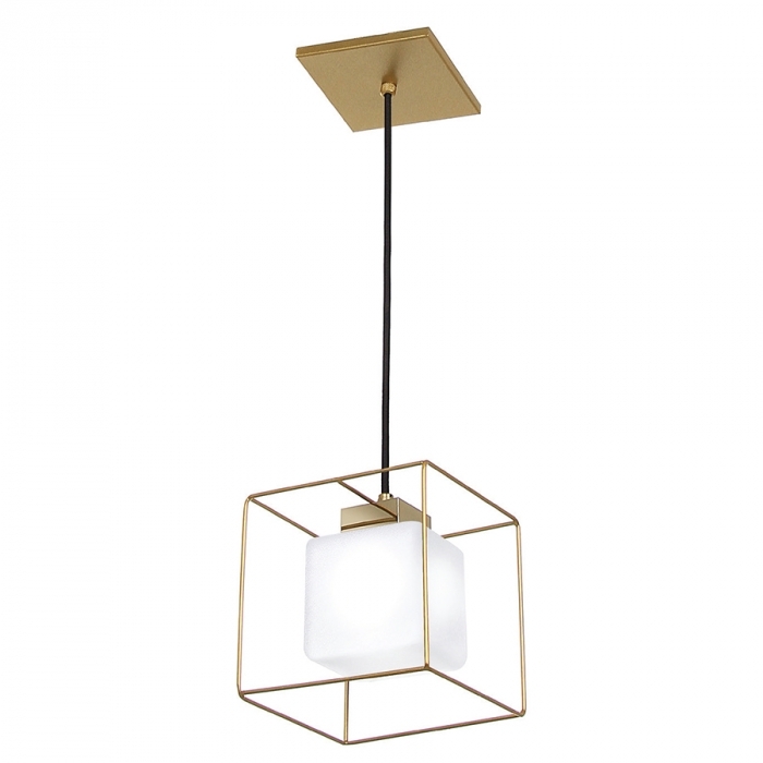 Pendente Old Artisan Vidro Quadrado e Armação de Metal 1L G9 180x180x180mm PD-5496 