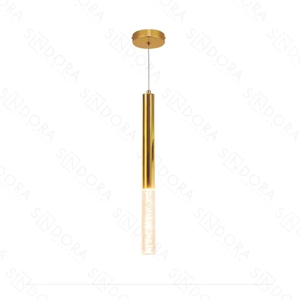 Pendente Sindora Metal Dourado Acrílico 5 watts 3000K Ø40x500mm DCD02209