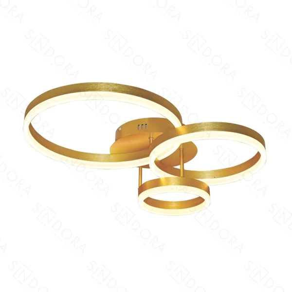 Plafon Sindora Metal Dourado e Acrílico 56 watts 3000K Ø200x300x400mm QX05359