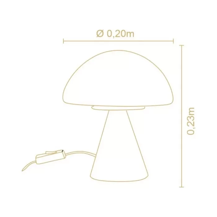Abajur Madelustre Cogumelo Madeira Natural e Vidro Leitoso Bilho 1L E27 230mm 3401NA